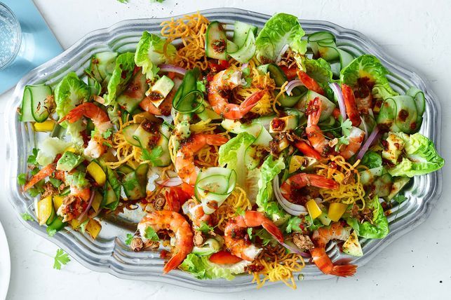 WEDNESDAY LUNCH: CRISPY NOODLE PRAWN SALAD W/CHILI JAM DRESSING