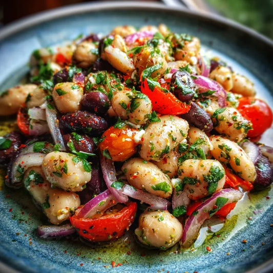 TUESDAY LUNCH:  MEDITERRANEAN ZAATAR MARINATED BEAN SALAD W/CHICKEN SAUSAGE BITES