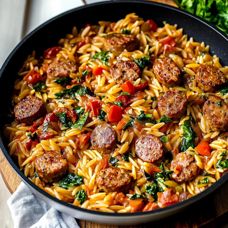 WEDNESDAY DINNER:  ITALIAN SAUSAGE & ORZO SKILLET