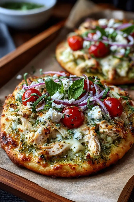 WEDNESDAY LUNCH: PESTO CHICKEN & ARUGULA FLATBREAD