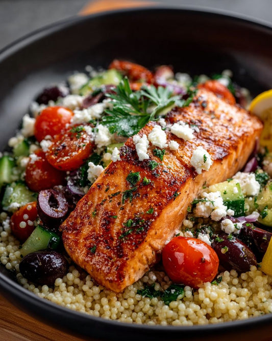 THURSDAY DINNER:  MEDITERRANEAN SALMON W/VEGGIE COUSCOUS
