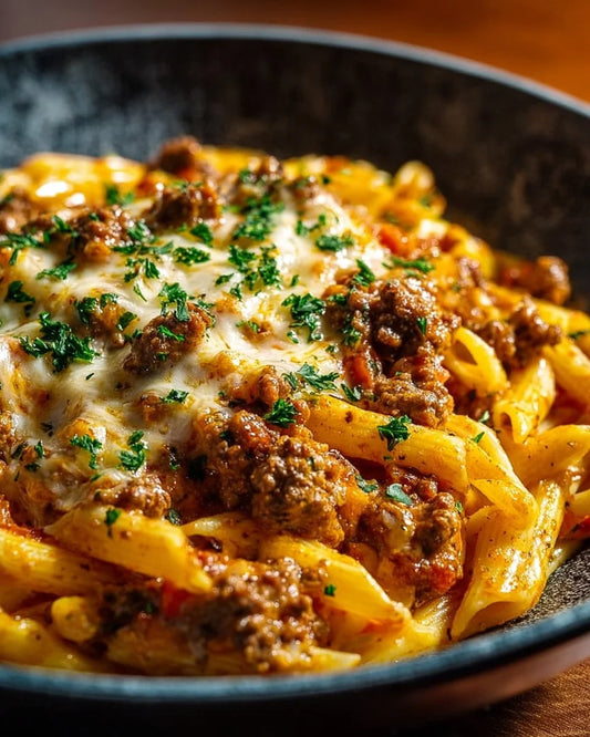 WEDNESDAY DINNER:  HIGH PROTEIN CREAMY BEEF PASTA w/GARLIC PARMESEAN SAUCE