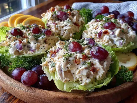 WEDNESDAY LUNCH:  HEALTHY GREEK YOGURT CHICKEN SALAD LETTUCE CUPS