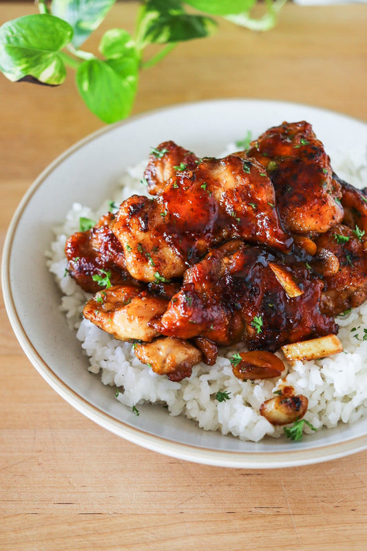 THURSDAY DINNER: HONEY-BUTTER CHICKEN OVER BUTTERED CORN RICE
