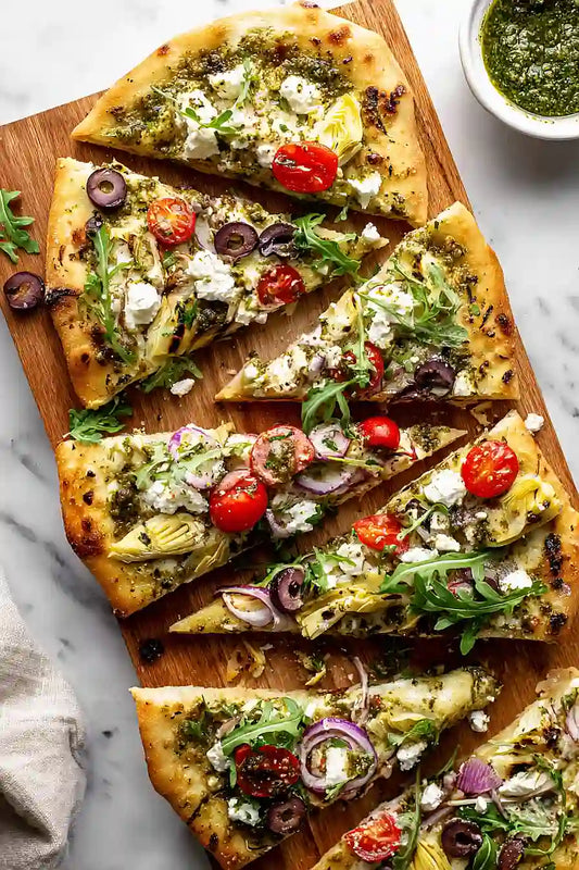THURSDAY LUNCH:  MEDITERRANEAN STEAK FLATBREAD (w/pesto)