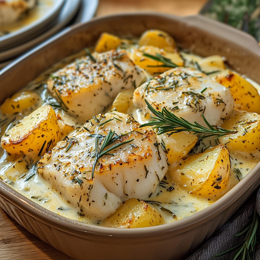 THURSDAY DINNER: COD & POTATOES IN ROSEMARY SAUCE